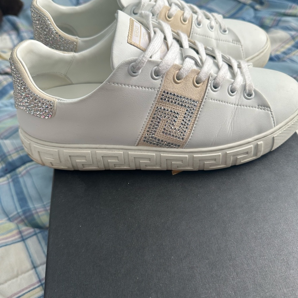 Versace White and Gold Women's Sneakers